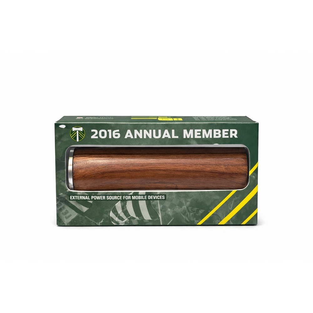 Portland‎ Timbers 2016 Annual Member Power Bank 2200mAh Wood Finish Charger NEW